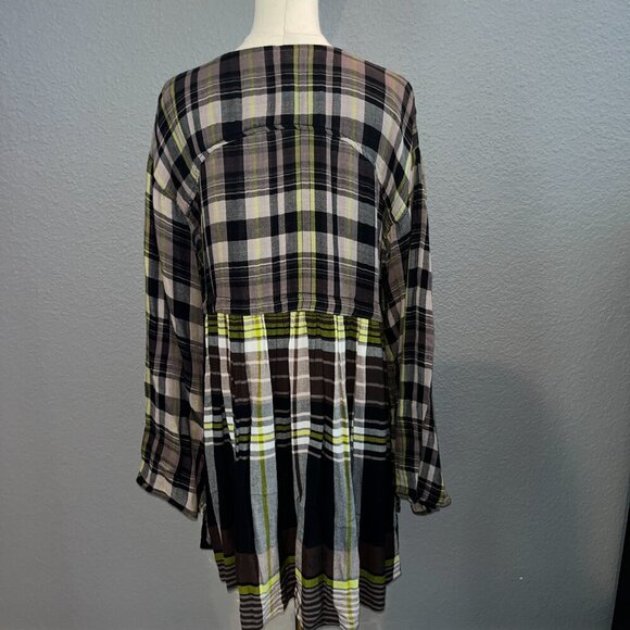 FREE PEOPLE Falling Stars Oversized Babydoll Plaid Mini Dress w/Tie Wrists - XS - Picture 5 of 16